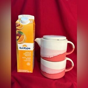 Indigo Dipped ceramic Tea for One set/Dusty Rose